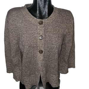 Croft & Barrow Brown Motled Knit Button-Up Cardigan Sweater XL